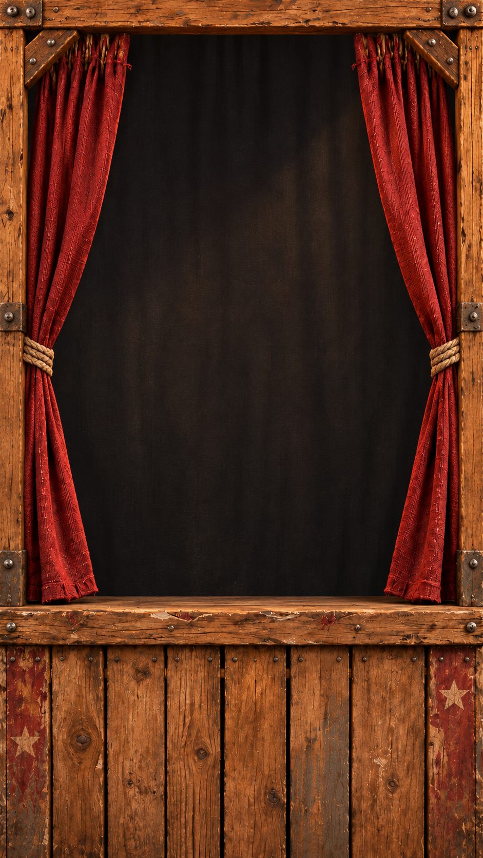 An intermediate portrait Keocko concept with curtains and an empty stage opening